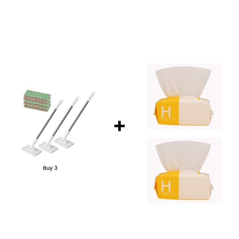 Disposable Dust Mop with 4 Reusable Cloths