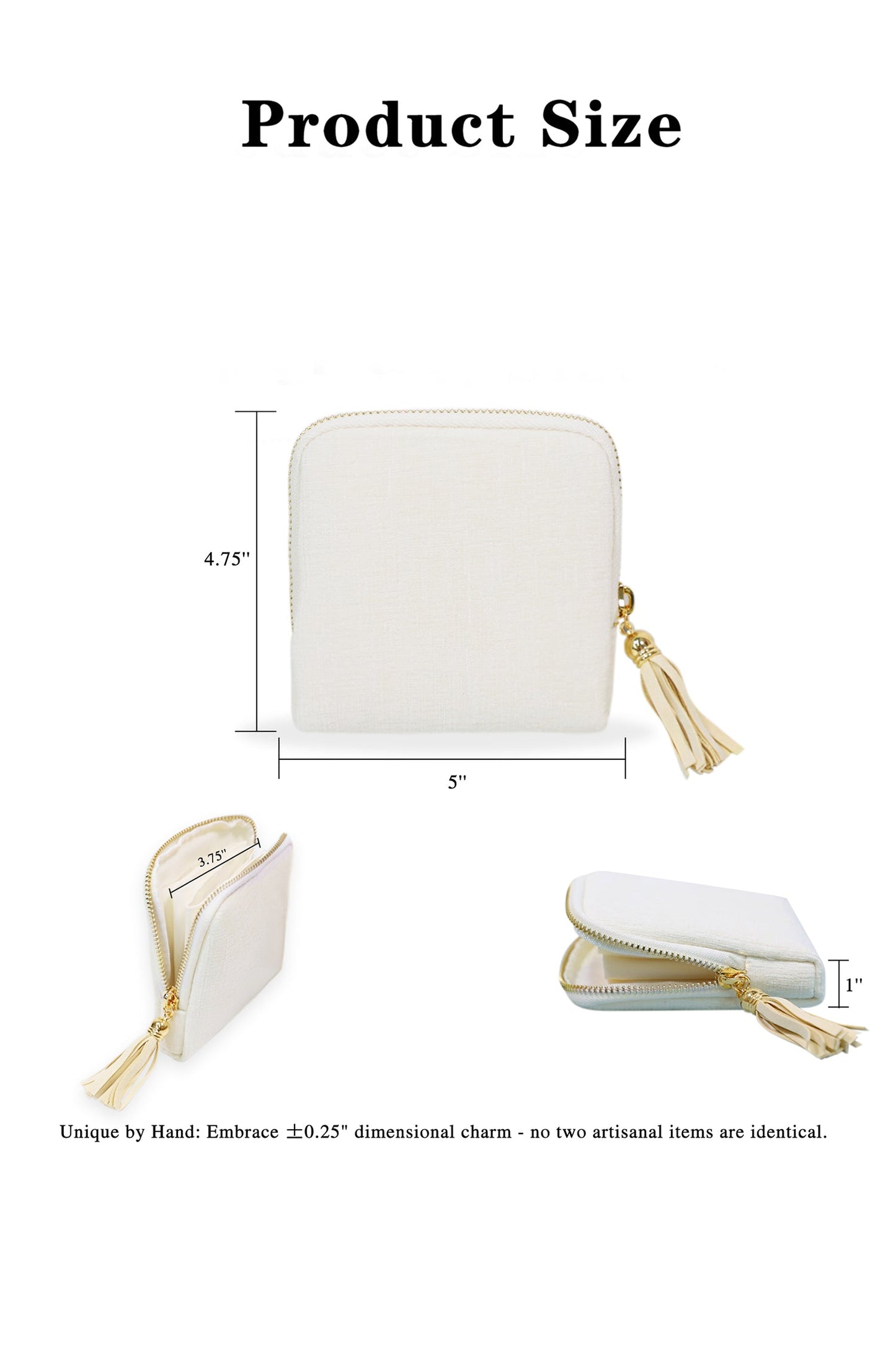 Portable Travel Jewelry Case Pouches for Crystals Bracelets Rings—White Tassel