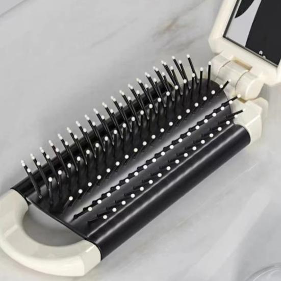 Folding Hair Brush With Mirror
