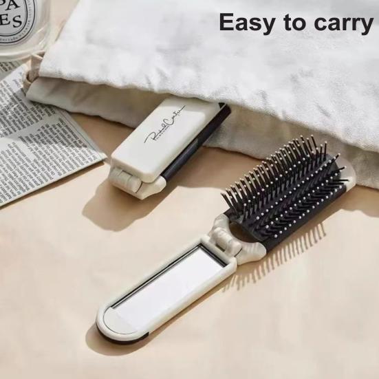 Folding Hair Brush With Mirror