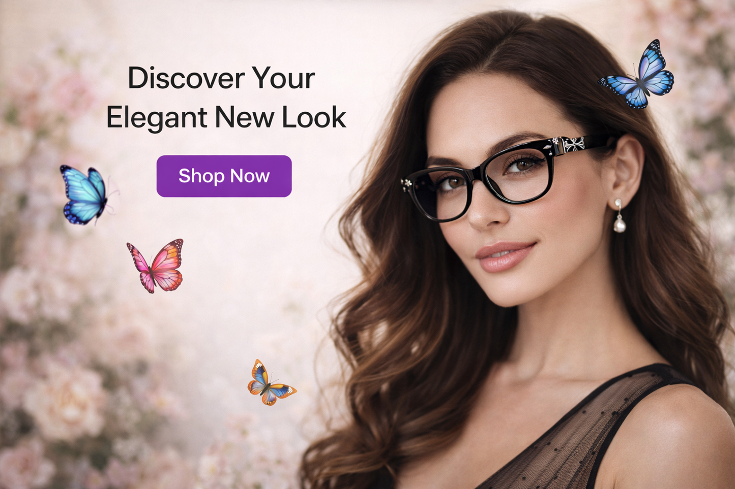 Unisex Silver Flower Glasses