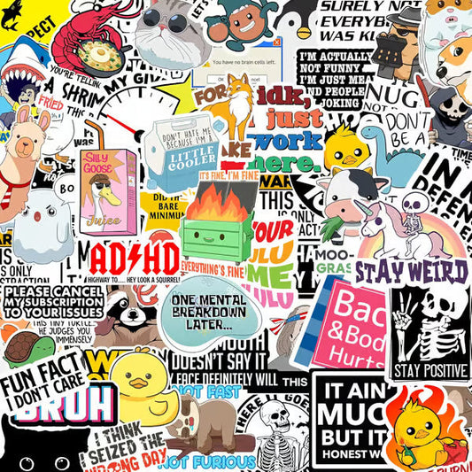 🔥 Set of Funny Saying Stickers